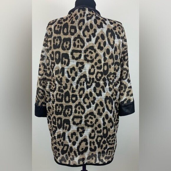 Mona Leah Couture Ladies Mesh Zippered Blouse Cardigan Animal Print Size Medium - Picture 4 of 12